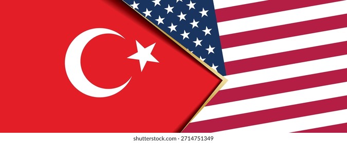Die Flaggen der Türkei und der Vereinigten Staaten überschneiden sich als Symbol bilateraler Beziehungen und strategischer Partnerschaft