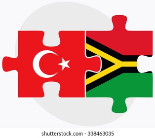 Turkey and Vanuatu Flags in puzzle isolated on white background