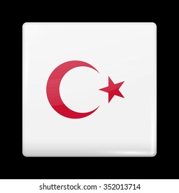 Turkey Variant Flag. Glassy Icon Square Shape. This is File from the Collection Flags of Asia