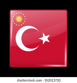 Turkey Variant Flag. Glassy Icon Square Shape. This is File from the Collection Flags of Asia