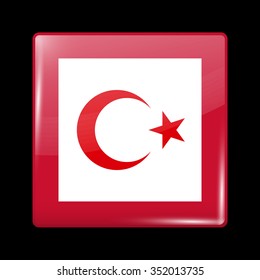Turkey Variant Flag. Glassy Icon Square Shape. This is File from the Collection Flags of Asia