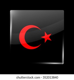 Turkey Variant Flag. Glassy Icon Square Shape. This is File from the Collection Flags of Asia