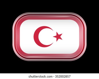 Turkey Variant Flag. Rectangular Shape with Rounded Corners. This Flag is One of a Series of Glass Buttons