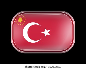 Turkey Variant Flag. Rectangular Shape with Rounded Corners. This Flag is One of a Series of Glass Buttons