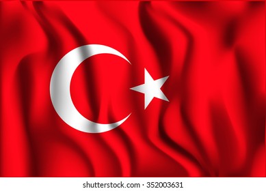 Turkey Variant Flag. Rectangular Shape Icon with Wavy Effect