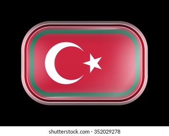 Turkey Variant Flag. Rectangular Shape with Rounded Corners. This Flag is One of a Series of Glass Buttons
