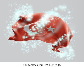 Turquia, vetor 3d bandeira em turbilhão de radiância mágica