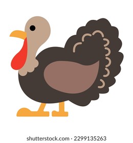 Turkey vector animal flat icon. Isolated turkey emoji illustration