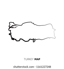 Turkey vector country map outline. Black line on white background