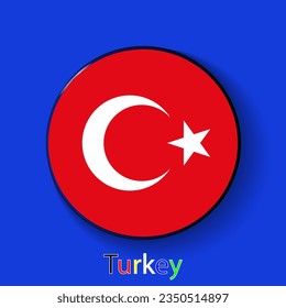 Turkey vector flag. Football europe 2024 tournament championship. Round badges of the country in the actual championship colors.