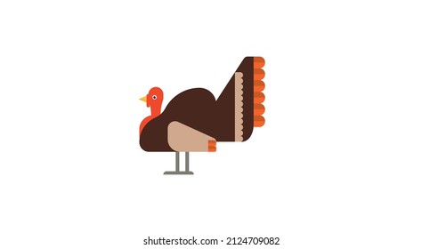 Turkey vector flat icon. Isolated wild colorful turkey emoji illustration