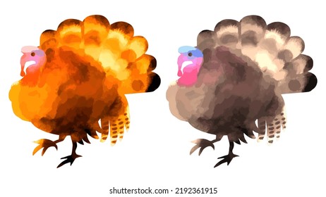 Turkey in vector format painted with digital watercolors