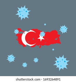 turkey vector graphics map and corona virus