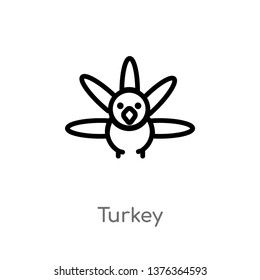 turkey vector line icon. Simple element illustration. turkey outline icon from thanksgiving concept. Can be used for web and mobile