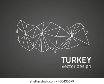 Turkey vector mosaic black triangle outline map
