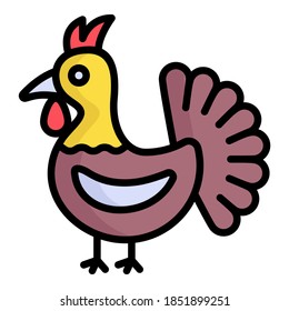 turkey vector outline colored icon. Modern colored outline symbols. Collection of traditional elements.