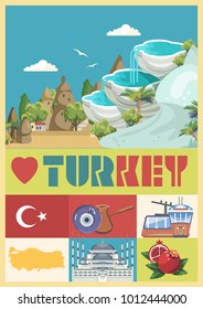 Turkey vector vacations illustration. Travel agency poster.