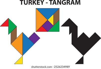 Turkey ver 3 Tangram Puzzle. Education and Creativity.