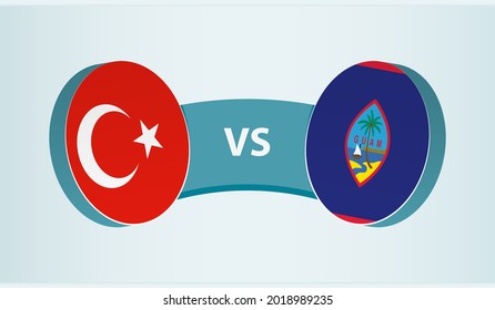 Turkey versus Guam, team sports competition concept. Round flag of countries.