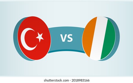 Turkey versus Ivory Coast, team sports competition concept. Round flag of countries.