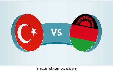 Turkey versus Malawi, team sports competition concept. Round flag of countries.