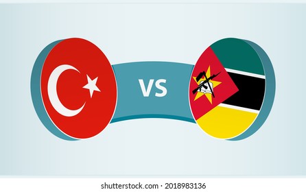 Turkey versus Mozambique, team sports competition concept. Round flag of countries.