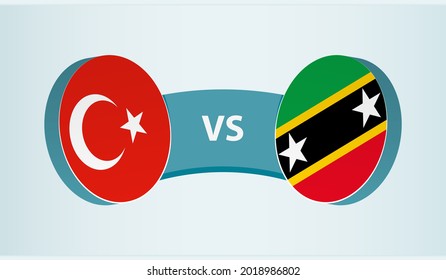 Turkey versus Saint Kitts and Nevis, team sports competition concept. Round flag of countries.