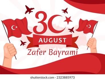 Turkey Victory Day Vector Illustration on 30 august with Zafer Bayrami Celebration in Flat Cartoon Hand Drawn Background Templates
