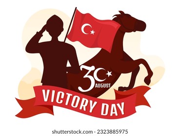 Turkey Victory Day Vector Illustration on 30 august with Zafer Bayrami Celebration in Flat Cartoon Hand Drawn Background Templates