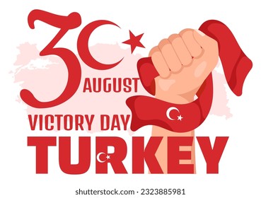 Turkey Victory Day Vector Illustration on 30 august with Zafer Bayrami Celebration in Flat Cartoon Hand Drawn Background Templates