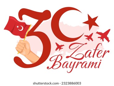 Turkey Victory Day Vector Illustration on 30 august with Zafer Bayrami Celebration in Flat Cartoon Hand Drawn Background Templates