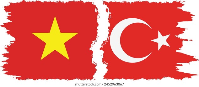 Turkey and Vietnam grunge flags connection, vector