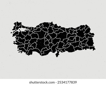 turkey vintage icon map. Vintage turkey map with regions isolated on white background.
