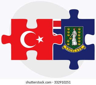 Turkey and Virgin Islands (British) Flags in puzzle isolated on white background