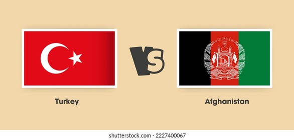 Banderas turcas vs afganas colocadas una al lado de la otra. Banderas nacionales creativas y elegantes de Turquía contra Afganistán con antecedentes