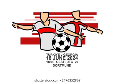 turkey vs georgia, 2024 football match, Vector illustration. Simple sports illustration.