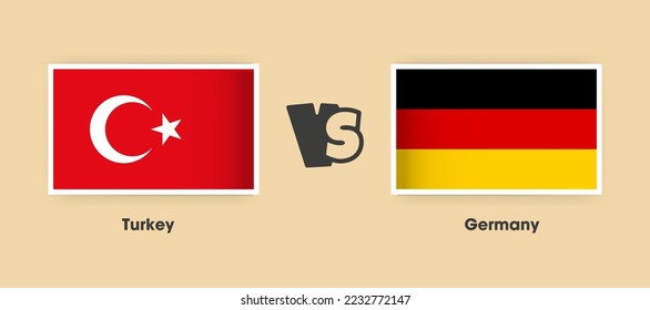 Turkey vs Germany flags placed side by side. Creative stylish national flags of Turkey vs Germany with background