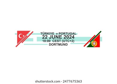 turkey vs portugal, 2024 football match, Vector illustration. Simple sports illustration.