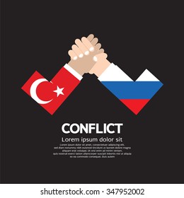 Turkey VS Russia Arm-Wrestle Vector Illustration
