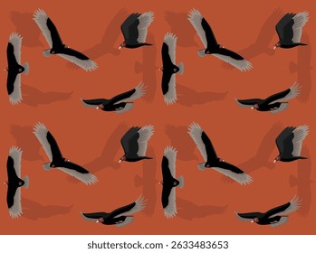 Turkey Vulture Flying Bird Cartoon Character Seamless Wallpaper Background
