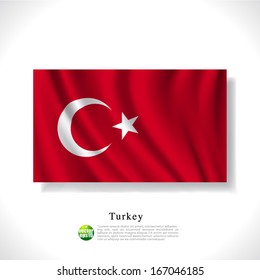 Turkey waving flag isolated against white background, vector illustration 