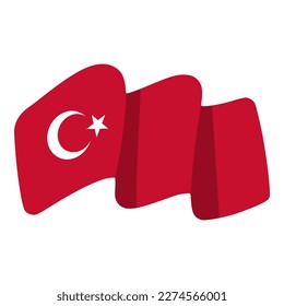 turkey waving flag isolated illustration for national event or independence day