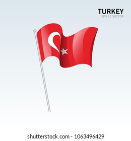 Turkey waving flag isolated on gray background