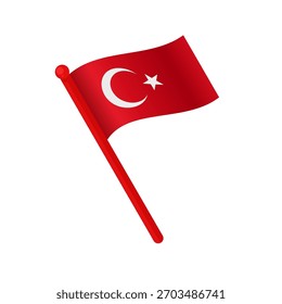 Turquía ondeando la bandera Ilustración vectorial aislada	