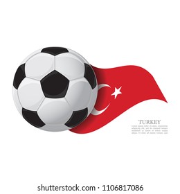 Turkey waving flag with a soccer ball. Football team support concept