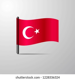 Turkey waving Shiny Flag design vector