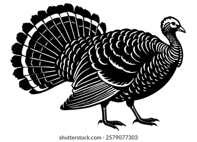 turkey wild turkey detailed feathers fanned tai 