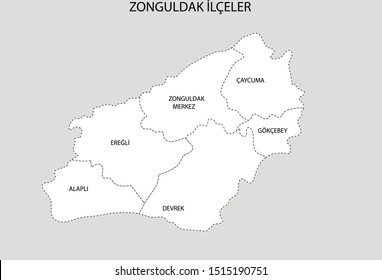 Turkey, Zonguldak, Turkey county map
