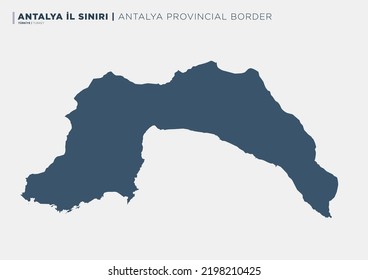 Turkey's Antalya province, provincial border map. Vector illustration.