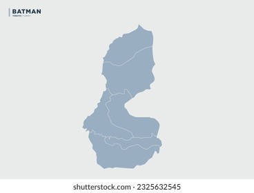 
Turkey's Batman province, province map.